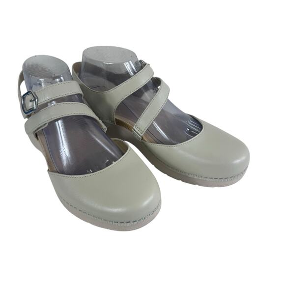 Dansko Rissa Ivory Nappa Casual Heeled Mary Jane Leather Sandals Size 39 8.5 9 - Picture 1 of 8